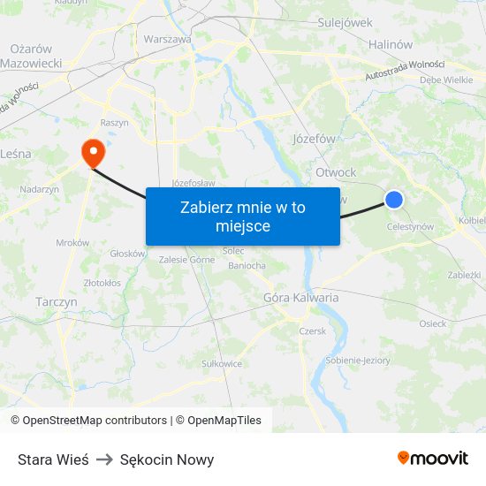 Stara Wieś to Sękocin Nowy map