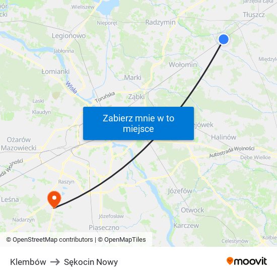 Klembów to Sękocin Nowy map