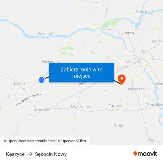 Kęszyce to Sękocin Nowy map