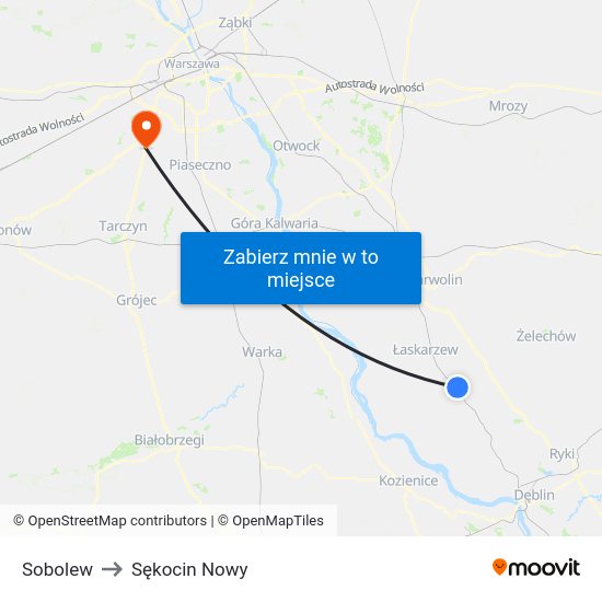 Sobolew to Sękocin Nowy map