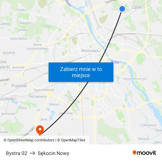 Bystra 02 to Sękocin Nowy map