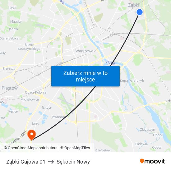 Ząbki Gajowa 01 to Sękocin Nowy map