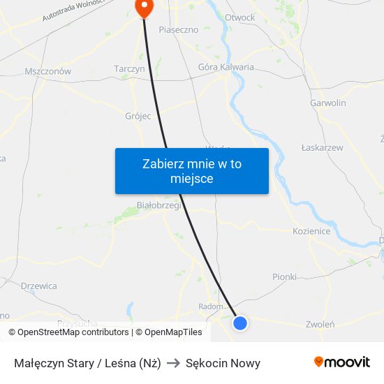 Małęczyn Stary / Leśna (Nż) to Sękocin Nowy map