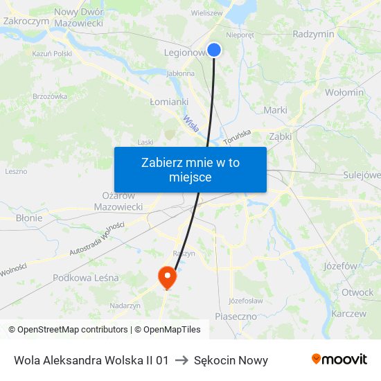 Wola Aleksandra Wolska II 01 to Sękocin Nowy map