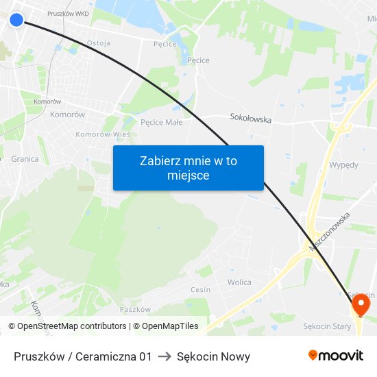 Pruszków / Ceramiczna 01 to Sękocin Nowy map