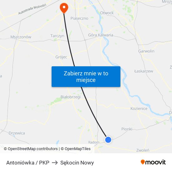 Antoniówka / PKP to Sękocin Nowy map