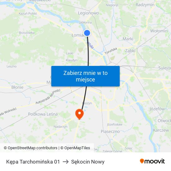 Kępa Tarchomińska 01 to Sękocin Nowy map