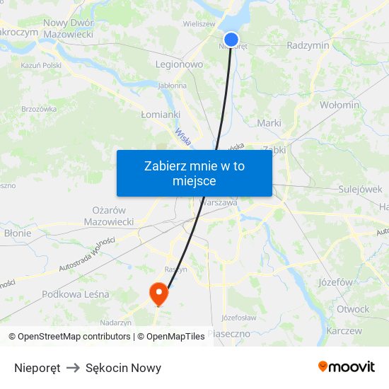 Nieporęt to Sękocin Nowy map