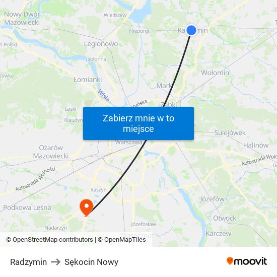 Radzymin to Sękocin Nowy map