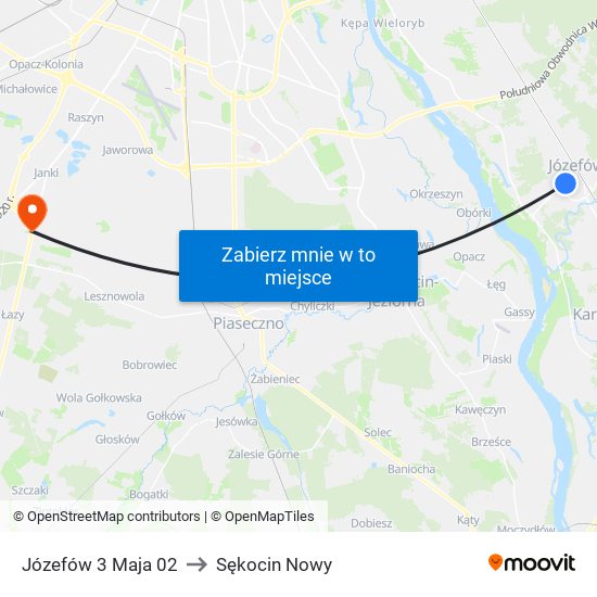 Józefów 3 Maja 02 to Sękocin Nowy map