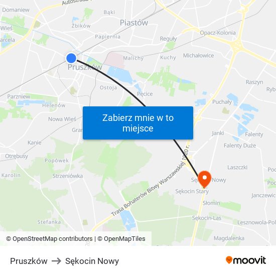 Pruszków to Sękocin Nowy map