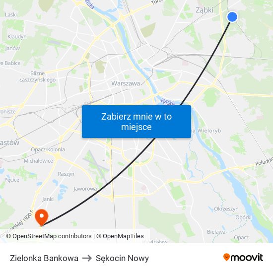 Zielonka Bankowa to Sękocin Nowy map