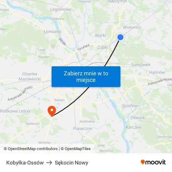 Kobyłka-Ossów to Sękocin Nowy map