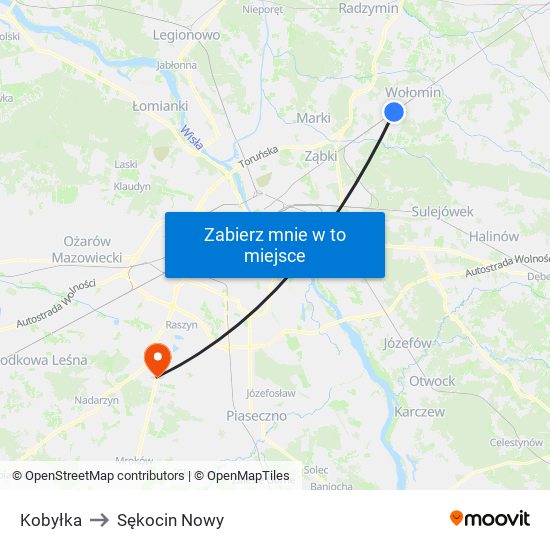 Kobyłka to Sękocin Nowy map