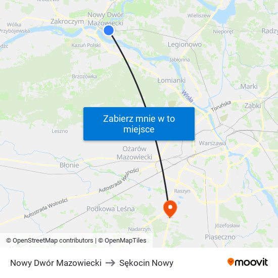 Nowy Dwór Mazowiecki to Sękocin Nowy map