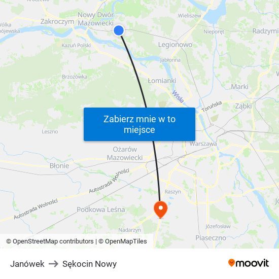 Janówek to Sękocin Nowy map