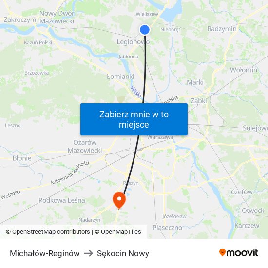 Michałów-Reginów to Sękocin Nowy map