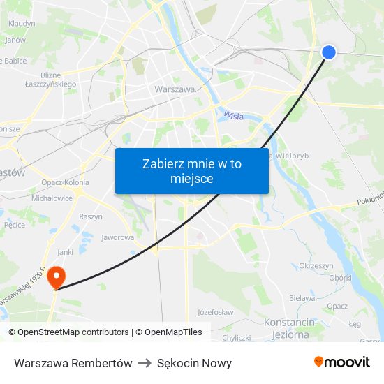 Warszawa Rembertów to Sękocin Nowy map