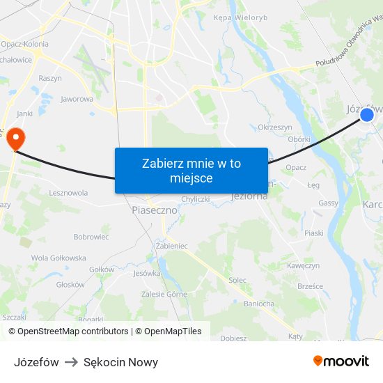 Józefów to Sękocin Nowy map