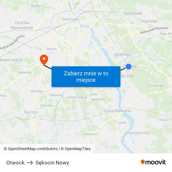 Otwock to Sękocin Nowy map