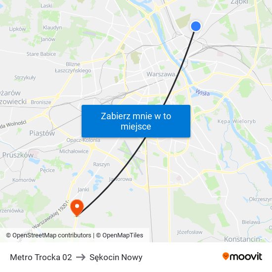 Metro Trocka 02 to Sękocin Nowy map