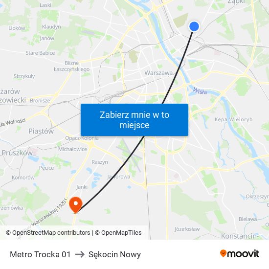 Metro Trocka 01 to Sękocin Nowy map