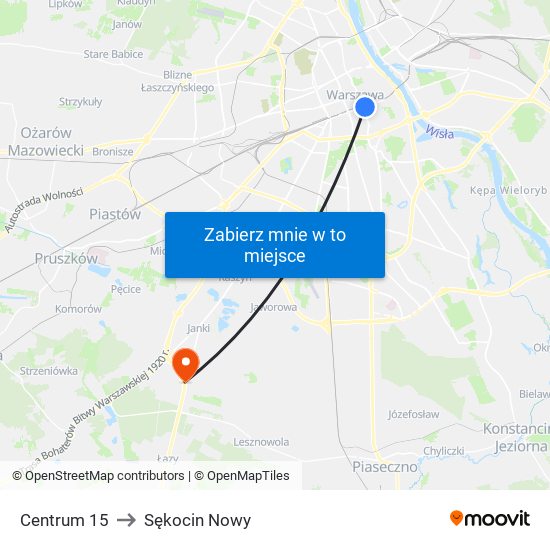 Centrum 15 to Sękocin Nowy map