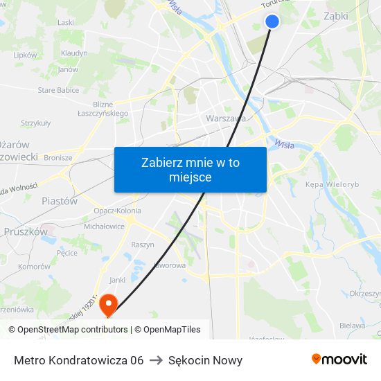 Metro Kondratowicza 06 to Sękocin Nowy map