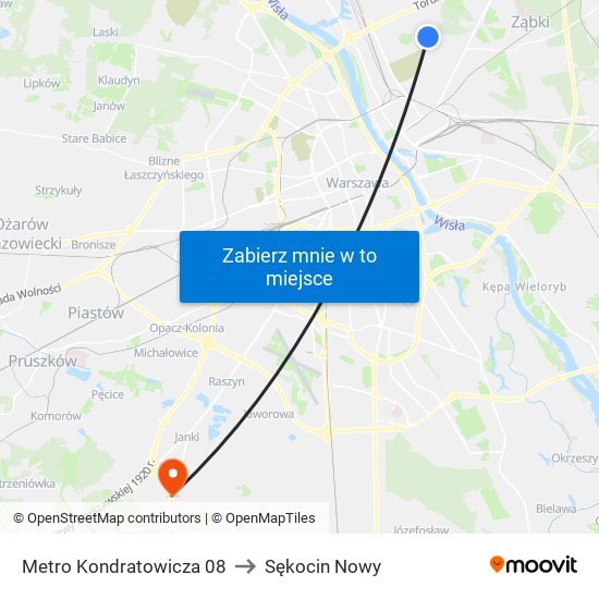 Metro Kondratowicza 08 to Sękocin Nowy map