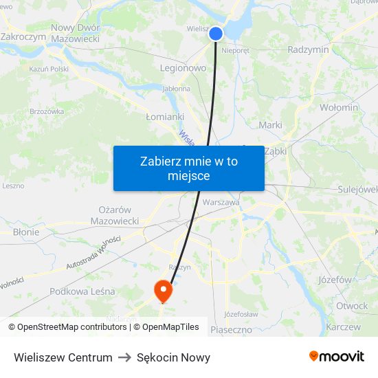 Wieliszew Centrum to Sękocin Nowy map