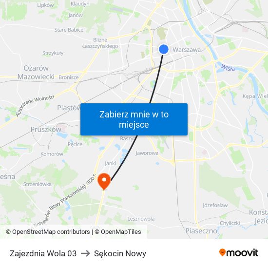 Zajezdnia Wola 03 to Sękocin Nowy map