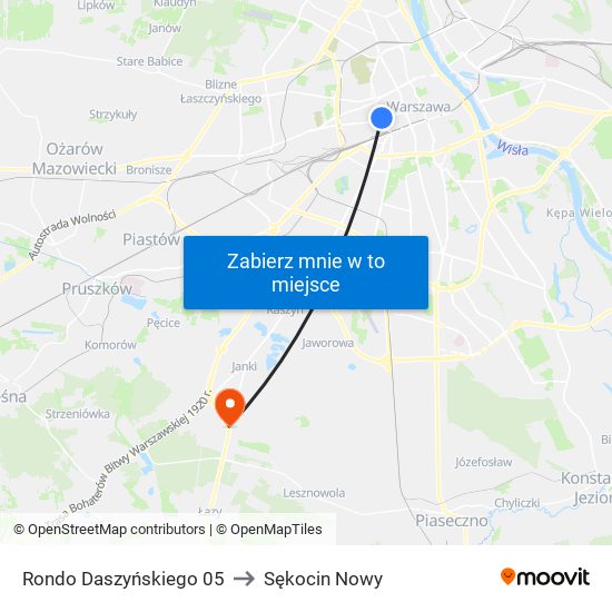 Rondo Daszyńskiego 05 to Sękocin Nowy map