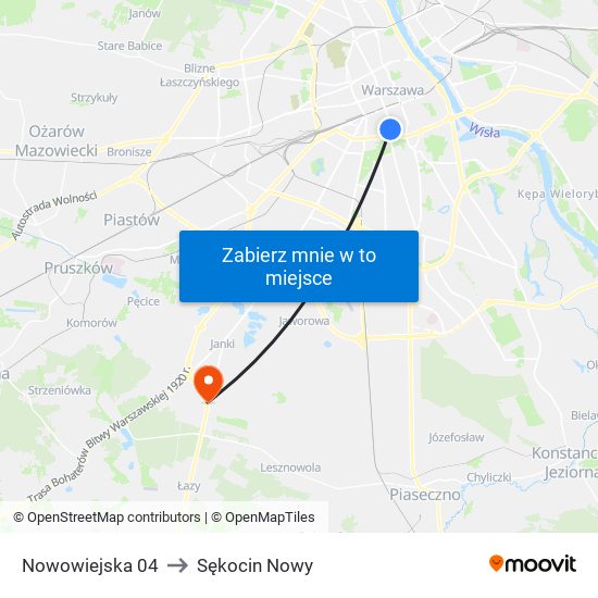 Nowowiejska 04 to Sękocin Nowy map