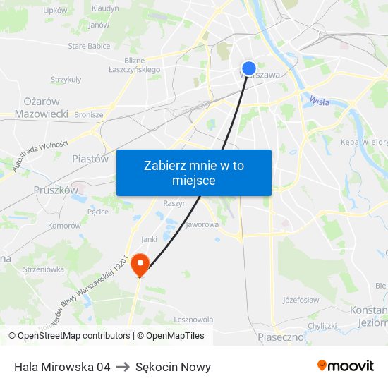 Hala Mirowska 04 to Sękocin Nowy map