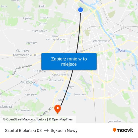 Szpital Bielański 03 to Sękocin Nowy map