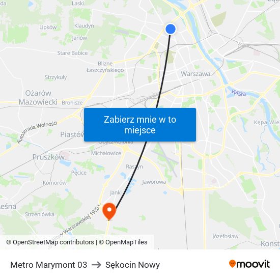 Metro Marymont 03 to Sękocin Nowy map