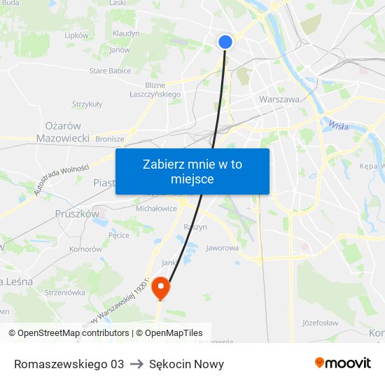 Romaszewskiego 03 to Sękocin Nowy map