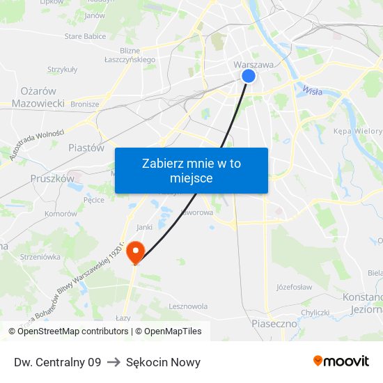 Dw. Centralny 09 to Sękocin Nowy map