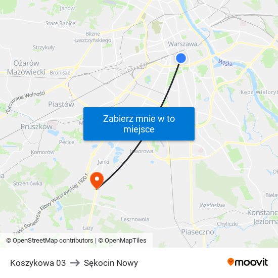 Koszykowa 03 to Sękocin Nowy map