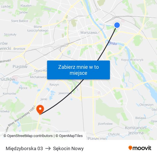 Międzyborska 03 to Sękocin Nowy map