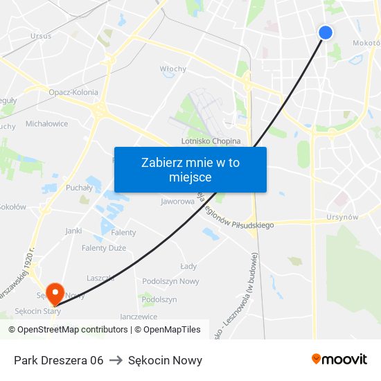 Park Dreszera 06 to Sękocin Nowy map