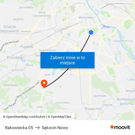 Rakowiecka 05 to Sękocin Nowy map