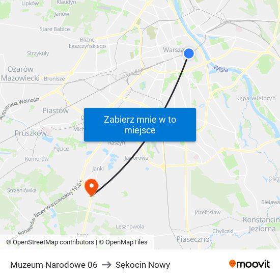 Muzeum Narodowe 06 to Sękocin Nowy map