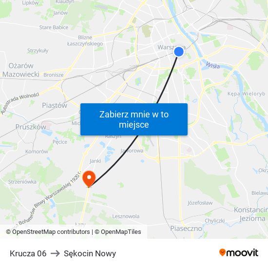 Krucza 06 to Sękocin Nowy map