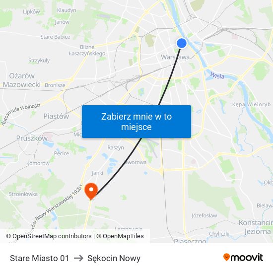 Stare Miasto to Sękocin Nowy map