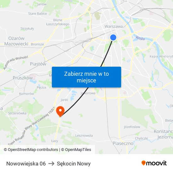 Nowowiejska 06 to Sękocin Nowy map