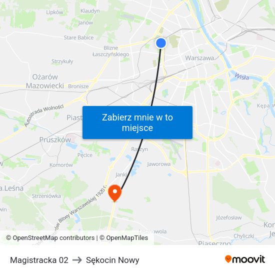 Magistracka to Sękocin Nowy map