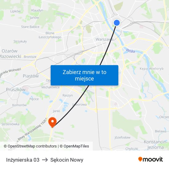 Inżynierska 03 to Sękocin Nowy map