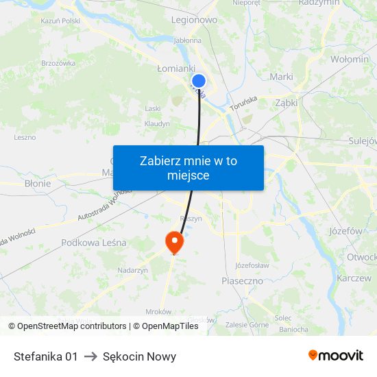 Stefanika 01 to Sękocin Nowy map