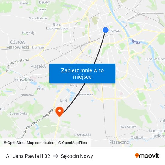 Al. Jana Pawła II 02 to Sękocin Nowy map